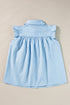 Sky Blue Ric Rac Trim Frilly Sleeveless Shirt