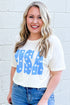 Sky Blue USA Graphic Crewneck Plus Size Patriotic Tee