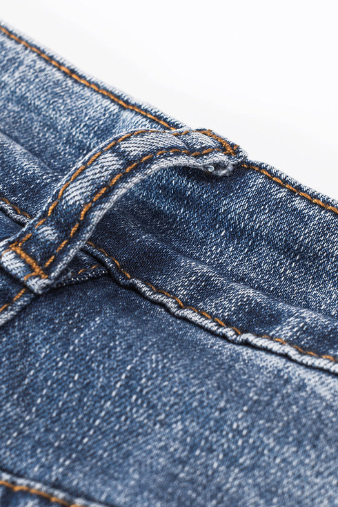 Sky Blue Valentine'S Day Heart Patchwork Jeans