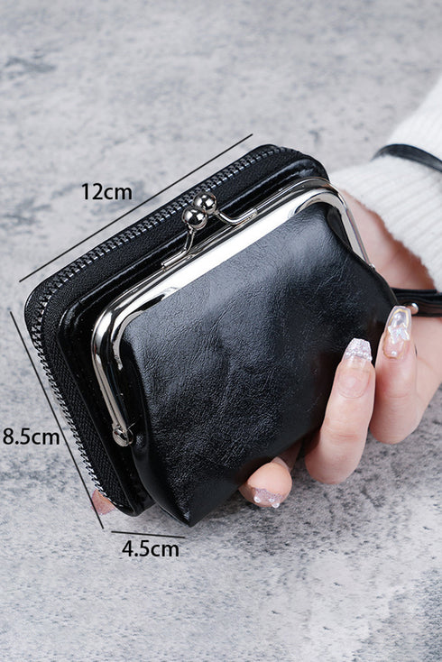 Sleek Minimalist Smooth Vegan Leather Zippered Pouch Wristlet