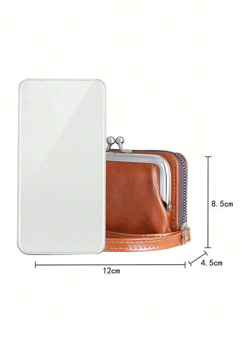 Sleek Minimalist Smooth Vegan Leather Zippered Pouch Wristlet