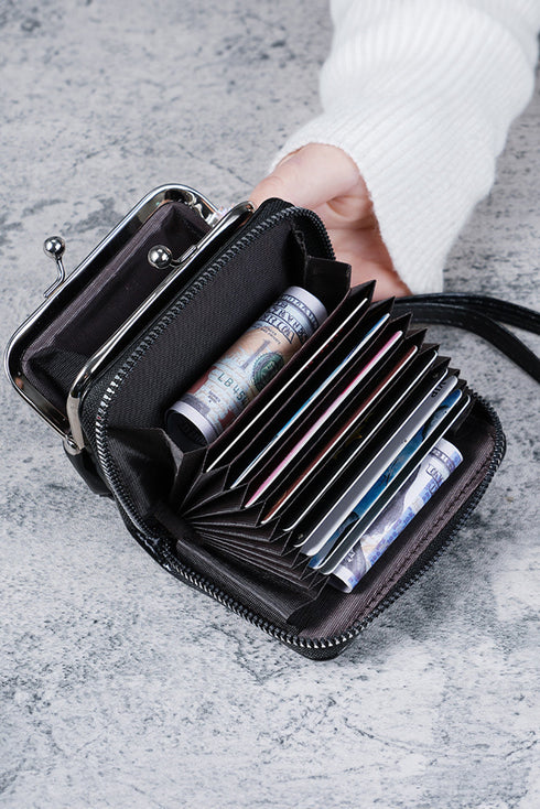 Sleek Minimalist Smooth Vegan Leather Zippered Pouch Wristlet
