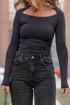 Sleek Square Neck Long Sleeve Fitted Top