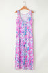 Sleeveless Abstract Print Side Slit Maxi Dress