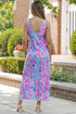 Sleeveless Abstract Print Side Slit Maxi Dress