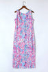Sleeveless Abstract Print Side Slit Maxi Dress