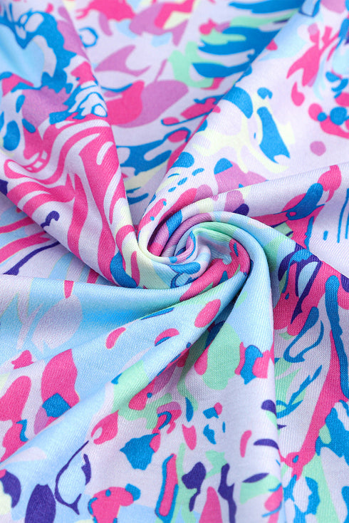 Sleeveless Abstract Print Side Slit Maxi Dress