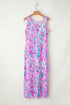 Sleeveless Abstract Print Side Slit Maxi Dress