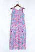 Sleeveless Abstract Print Side Slit Maxi Dress