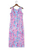 Sleeveless Abstract Print Side Slit Maxi Dress