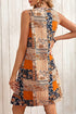 Sleeveless Bohemian Patchwork Print Mini Shift Dress