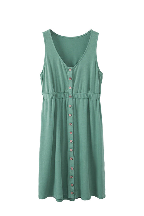 Sleeveless Collared Button Front Utility Mini Dress
