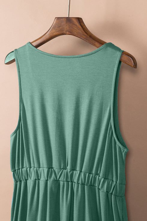 Sleeveless Collared Button Front Utility Mini Dress