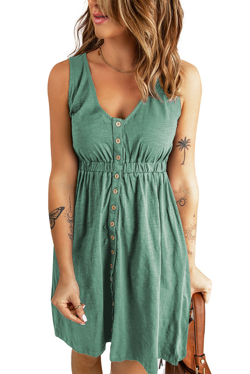 Sleeveless Collared Button Front Utility Mini Dress