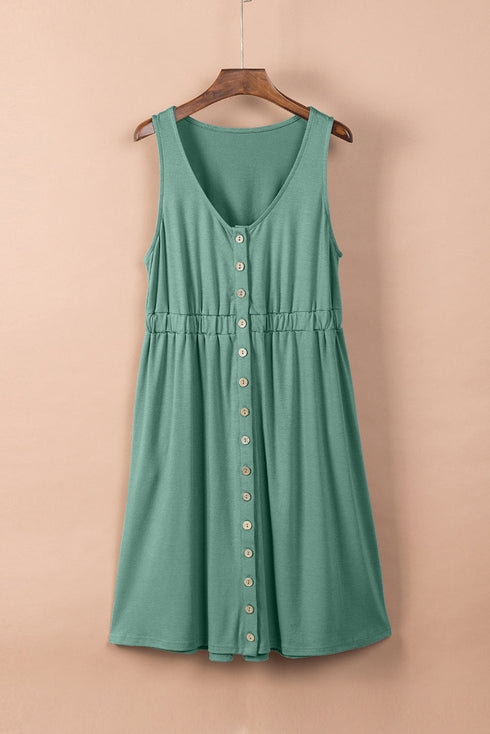 Sleeveless Collared Button Front Utility Mini Dress