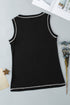 Sleeveless Contrast Stitch Crew Neck Curved Hem Tank Top