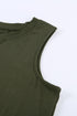 Sleeveless Crew Neck Cross Stitch Detail Casual Tank Top