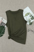 Sleeveless Crew Neck Cross Stitch Detail Casual Tank Top