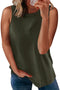 Sleeveless Crew Neck Cross Stitch Detail Casual Tank Top