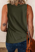 Sleeveless Crew Neck Cross Stitch Detail Casual Tank Top