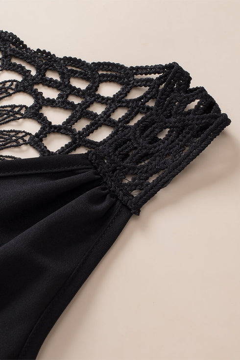 Sleeveless Crochet Medallion Back Flowy Boho Tank Top
