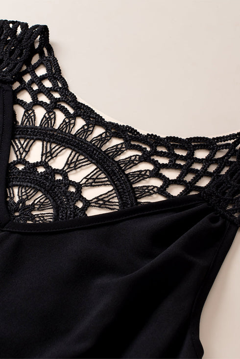 Sleeveless Crochet Medallion Back Flowy Boho Tank Top
