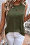 Sleeveless Distressed Cutout Detail Relaxed Fit Tank Top