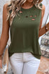 Sleeveless Distressed Cutout Detail Relaxed Fit Tank Top