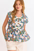 Sleeveless Floral Print Peplum Blouse With Bow Detail