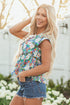 Sleeveless Floral Print Peplum Blouse With Bow Detail