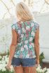 Sleeveless Floral Print Peplum Blouse With Bow Detail