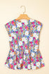 Sleeveless Floral Print Peplum Blouse With Bow Detail