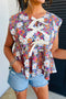 Sleeveless Floral Print Peplum Blouse With Bow Detail