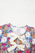 Sleeveless Floral Print Peplum Blouse With Bow Detail