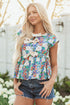 Sleeveless Floral Print Peplum Blouse With Bow Detail