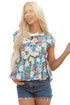 Sleeveless Floral Print Peplum Blouse With Bow Detail