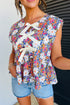 Sleeveless Floral Print Peplum Blouse With Bow Detail