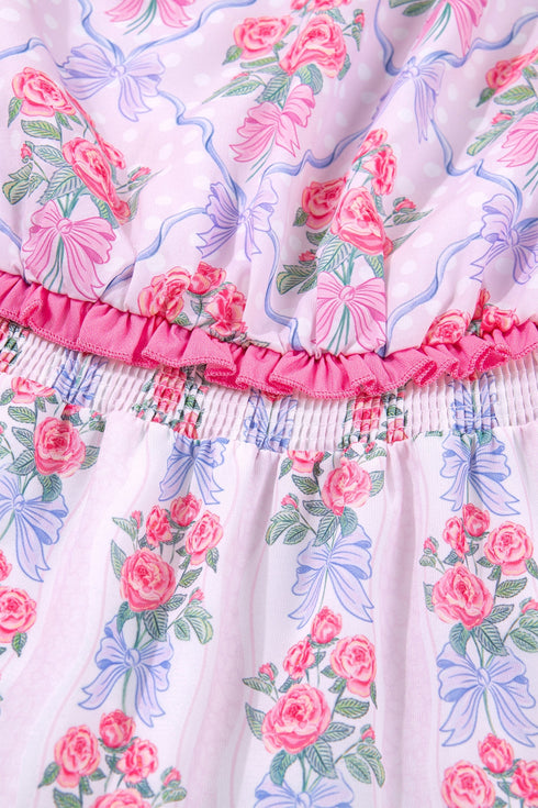 Sleeveless Floral Print Tiered Ruffle A-Line Dress