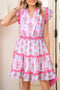 Sleeveless Floral Print Tiered Ruffle A-Line Dress