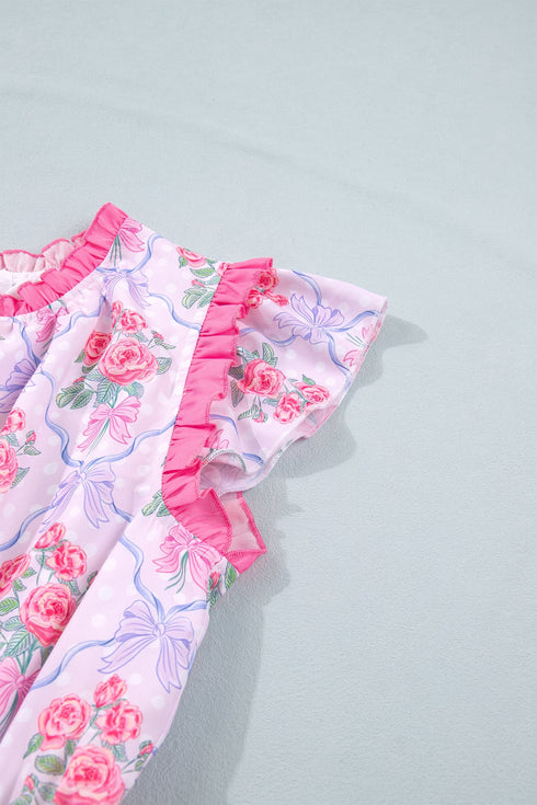 Sleeveless Floral Print Tiered Ruffle A-Line Dress