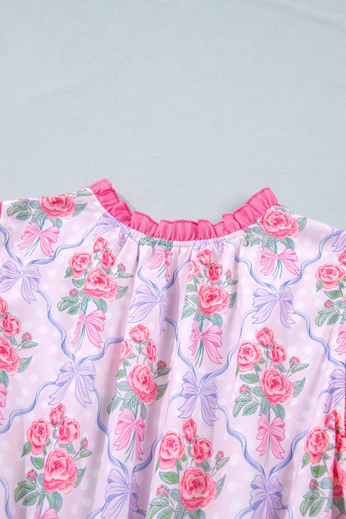 Sleeveless Floral Print Tiered Ruffle A-Line Dress