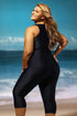Sleeveless Front Zip Panel Swim Top