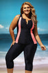 Sleeveless Front Zip Panel Swim Top