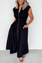 Sleeveless Full Zip Shirred Waist A Line Midi Dress With Pockets