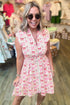 Sleeveless Full Zip Smocked Bow Cinched Waist Mini Dress