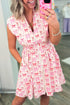 Sleeveless Full Zip Smocked Bow Cinched Waist Mini Dress