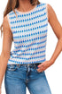 Sleeveless Geometric Pattern Crew Neck Knit Tank Top