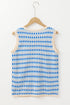 Sleeveless Geometric Pattern Crew Neck Knit Tank Top