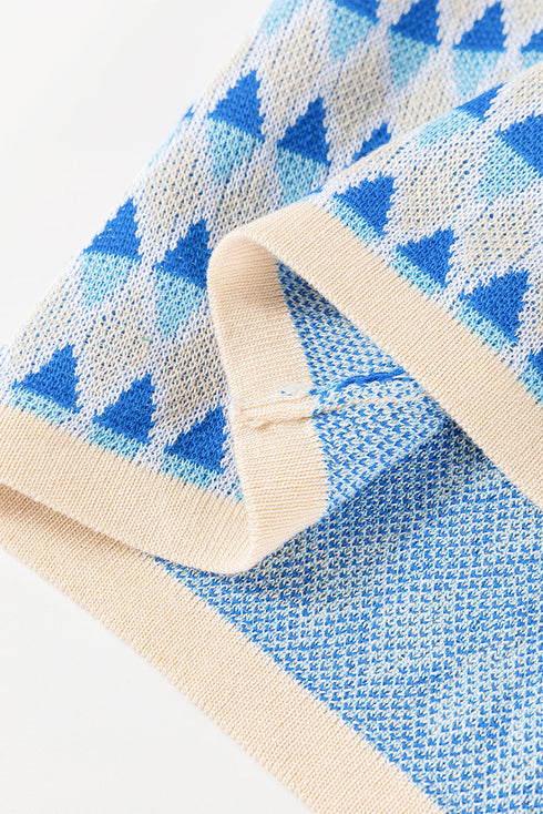 Sleeveless Geometric Pattern Crew Neck Knit Tank Top