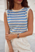 Sleeveless Geometric Pattern Crew Neck Knit Tank Top